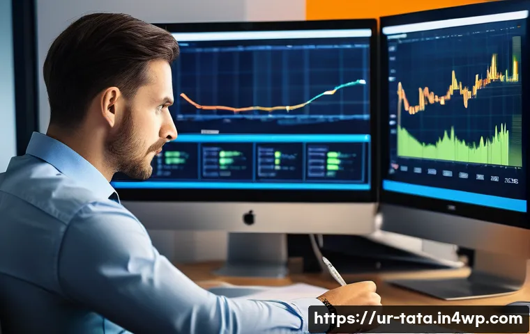 시계열 분석을 위한 데이터 시각화 기법 - **Prompt 1: Journey into Time Series Data Understanding**
A focused data analyst, wearing smart ...