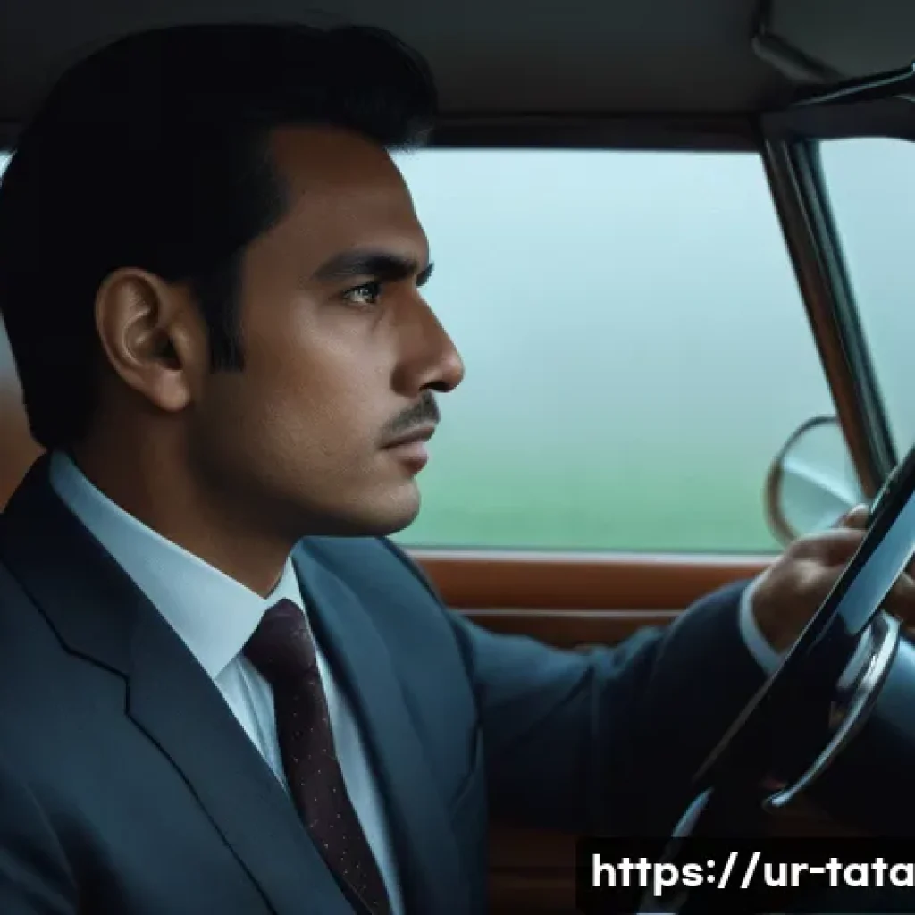 시계열 분석에서의 신뢰구간 산출 - **A solitary, anxious businessperson is driving a classic car through a dense, metaphorical fog. The...