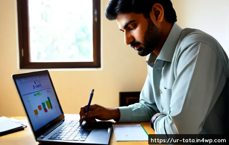 시계열 분석에서의 데이터 누락 처리 방법 - Photorealistic Pakistani data analyst at a tidy home office desk in Lahore, carefully reviewing a ti...